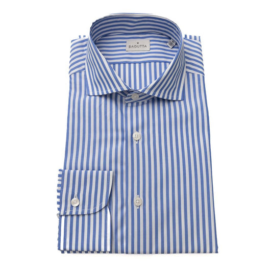 Camicia Elegante in Cotone Azzurro con Collo Francese