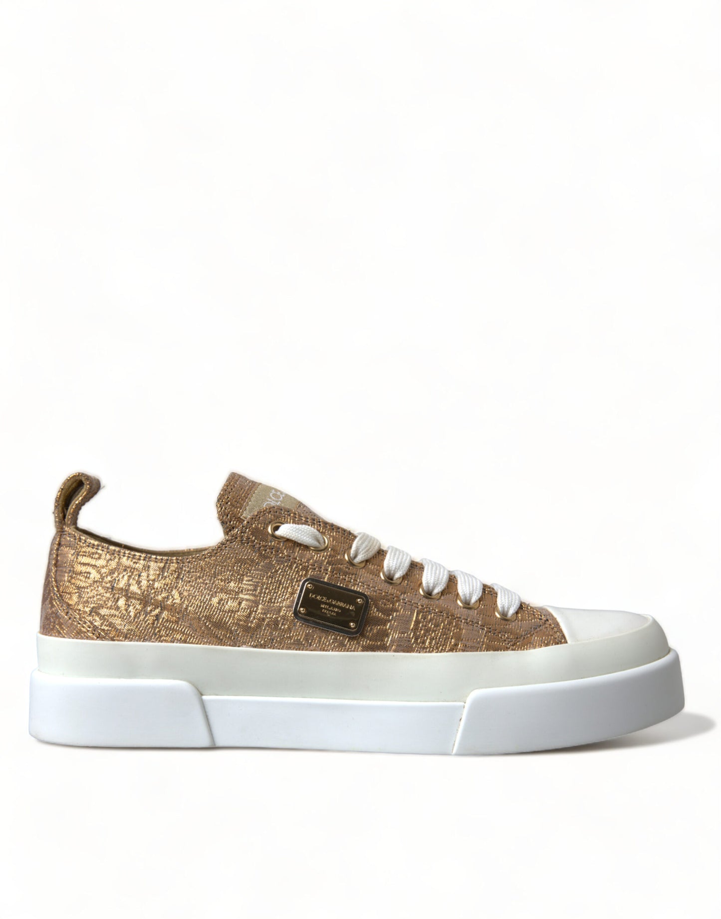 Scarpe da donna sneakers basse in broccato bianco oro