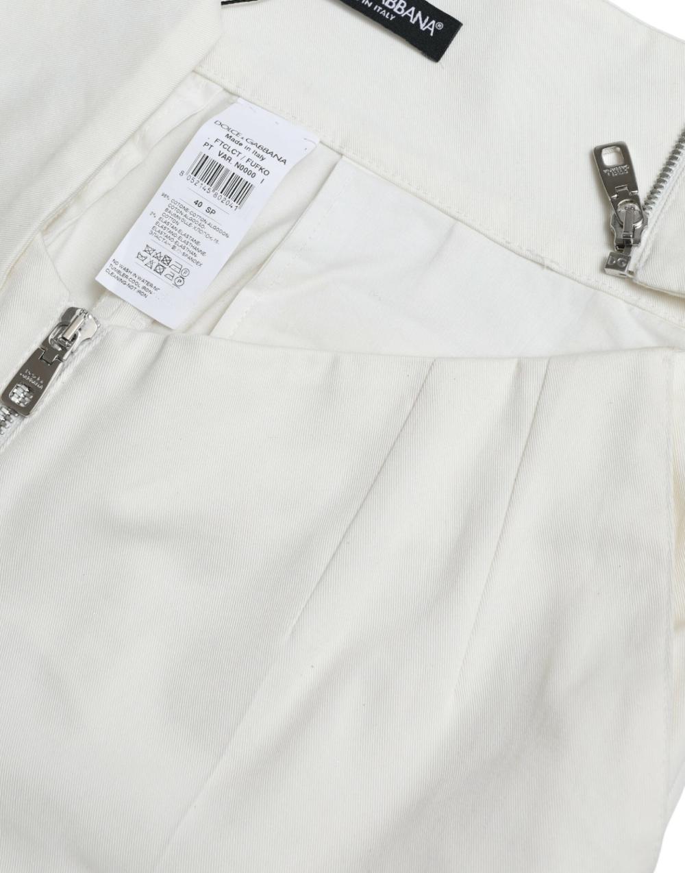 Pantaloni affusolati in vita ritagliata in cotone bianco nero