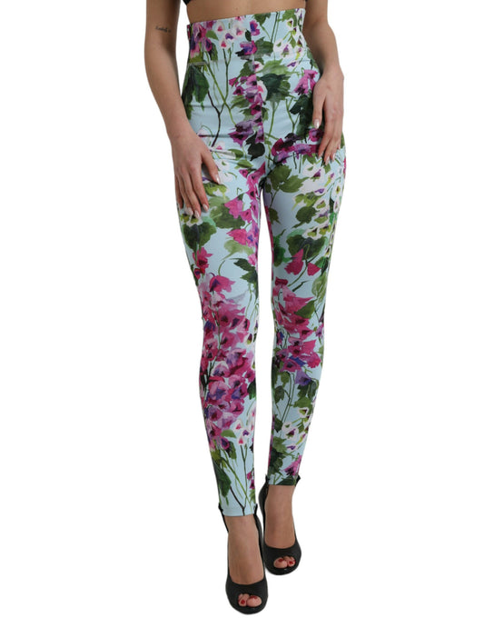 Pantaloni leggings a vita alta floreale multicolor