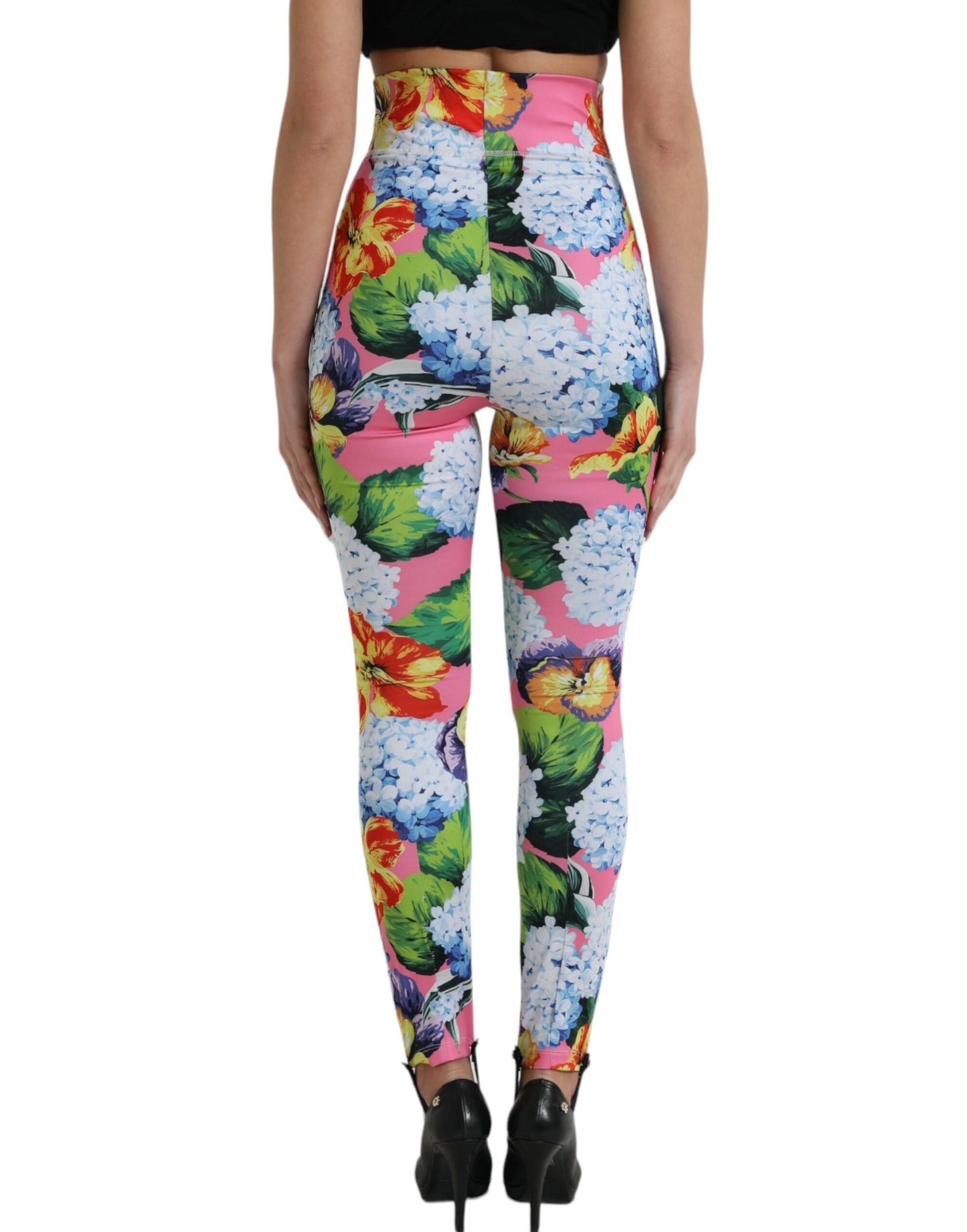 Pantaloni leggings a vita alta floreale multicolor