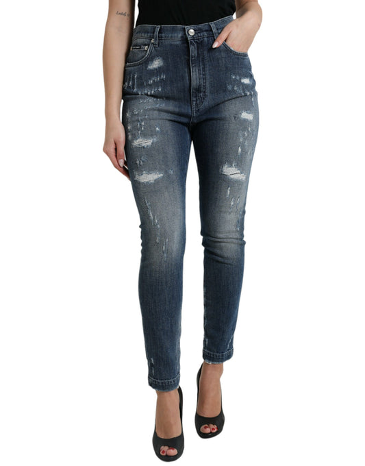 Jeans skinny in denim GRACE effetto invecchiato blu scuro