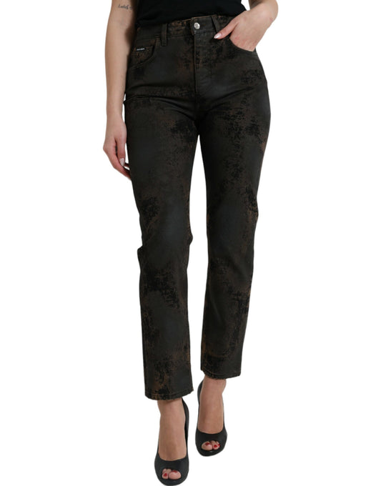 Jeans FIDANZATO in denim di cotone a vita media marrone