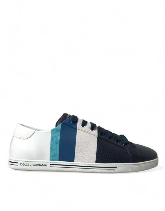 Scarpe da ginnastica basse in pelle bianca blu