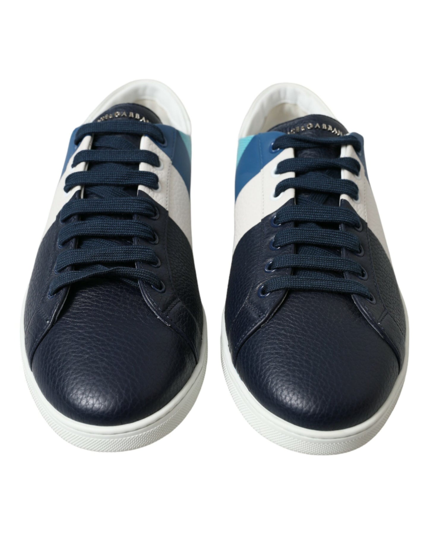 Scarpe da ginnastica basse in pelle bianca blu