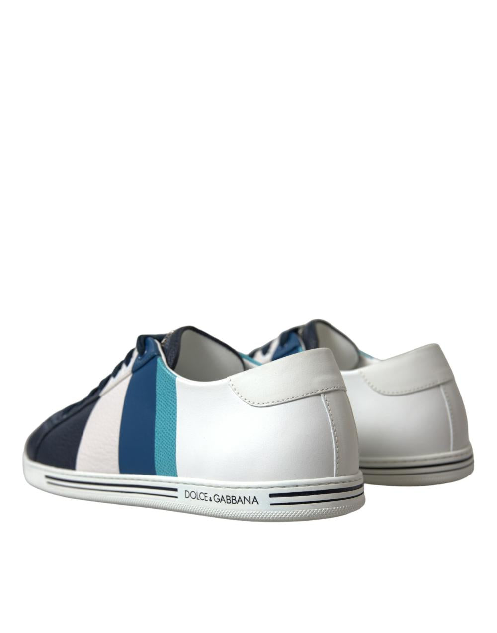 Scarpe da ginnastica basse in pelle bianca blu