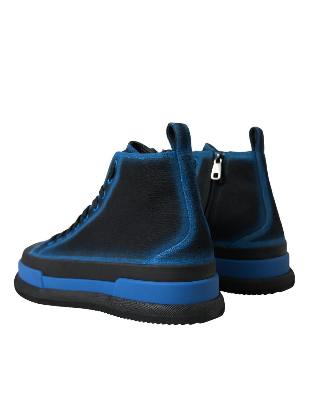 Scarpe da ginnastica alte in cotone tela blu nero