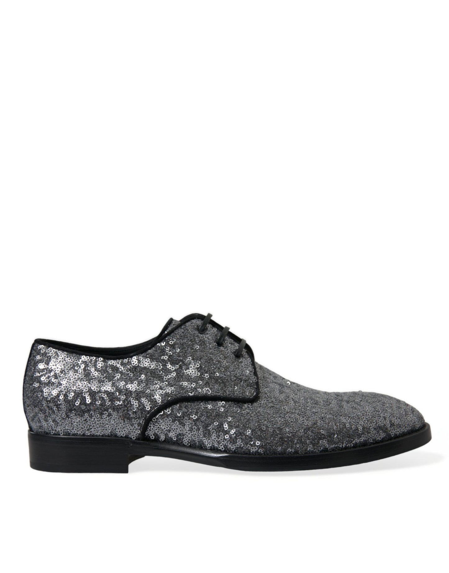 Scarpe eleganti derby da uomo stringate con paillettes argento