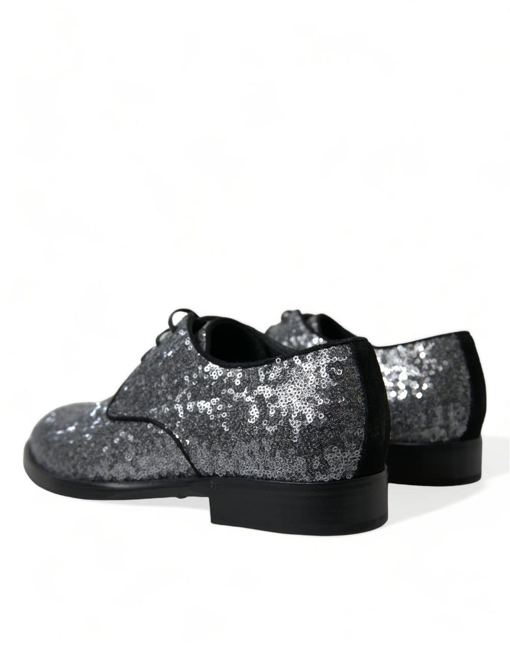 Scarpe eleganti derby da uomo stringate con paillettes argento