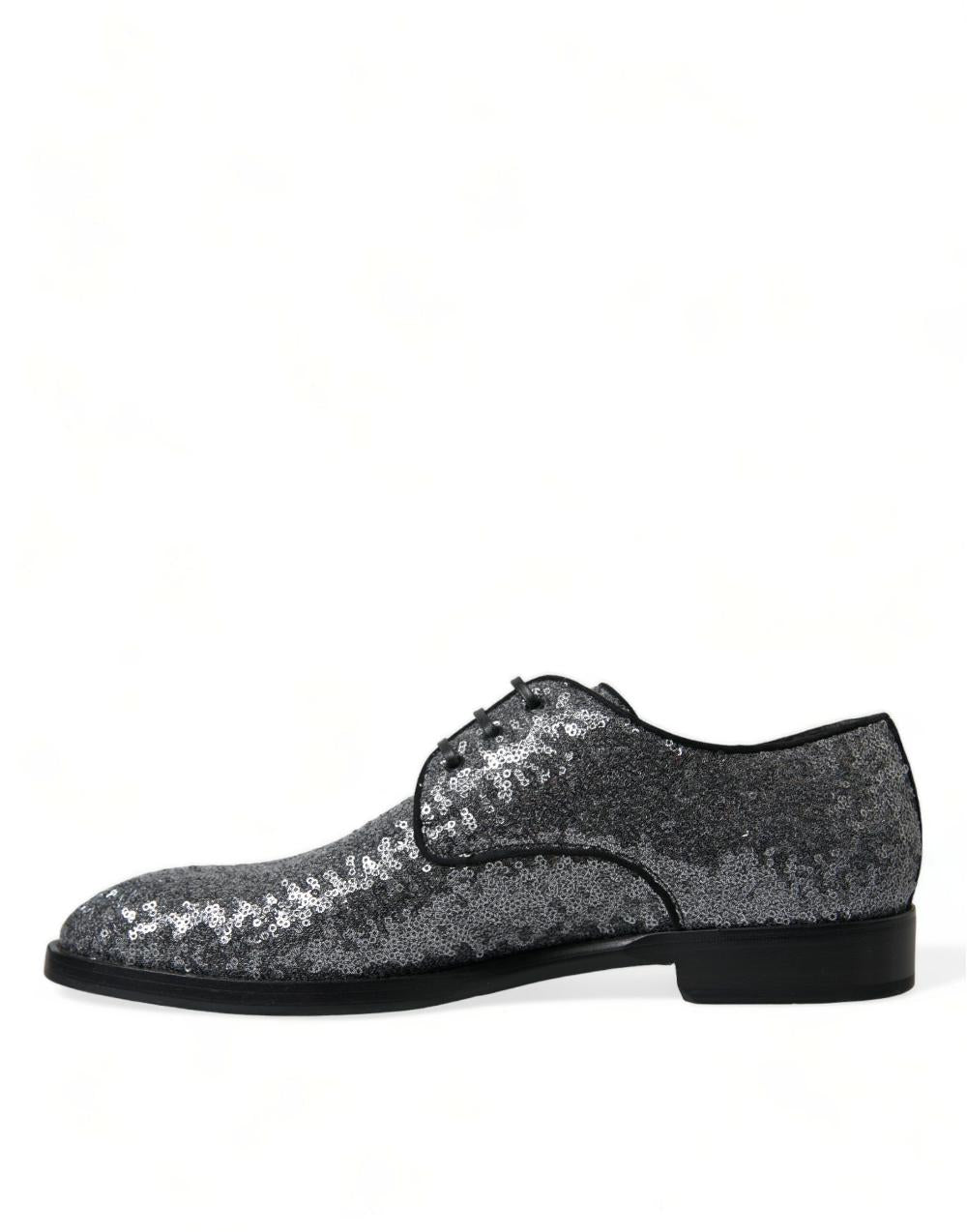 Scarpe eleganti derby da uomo stringate con paillettes argento