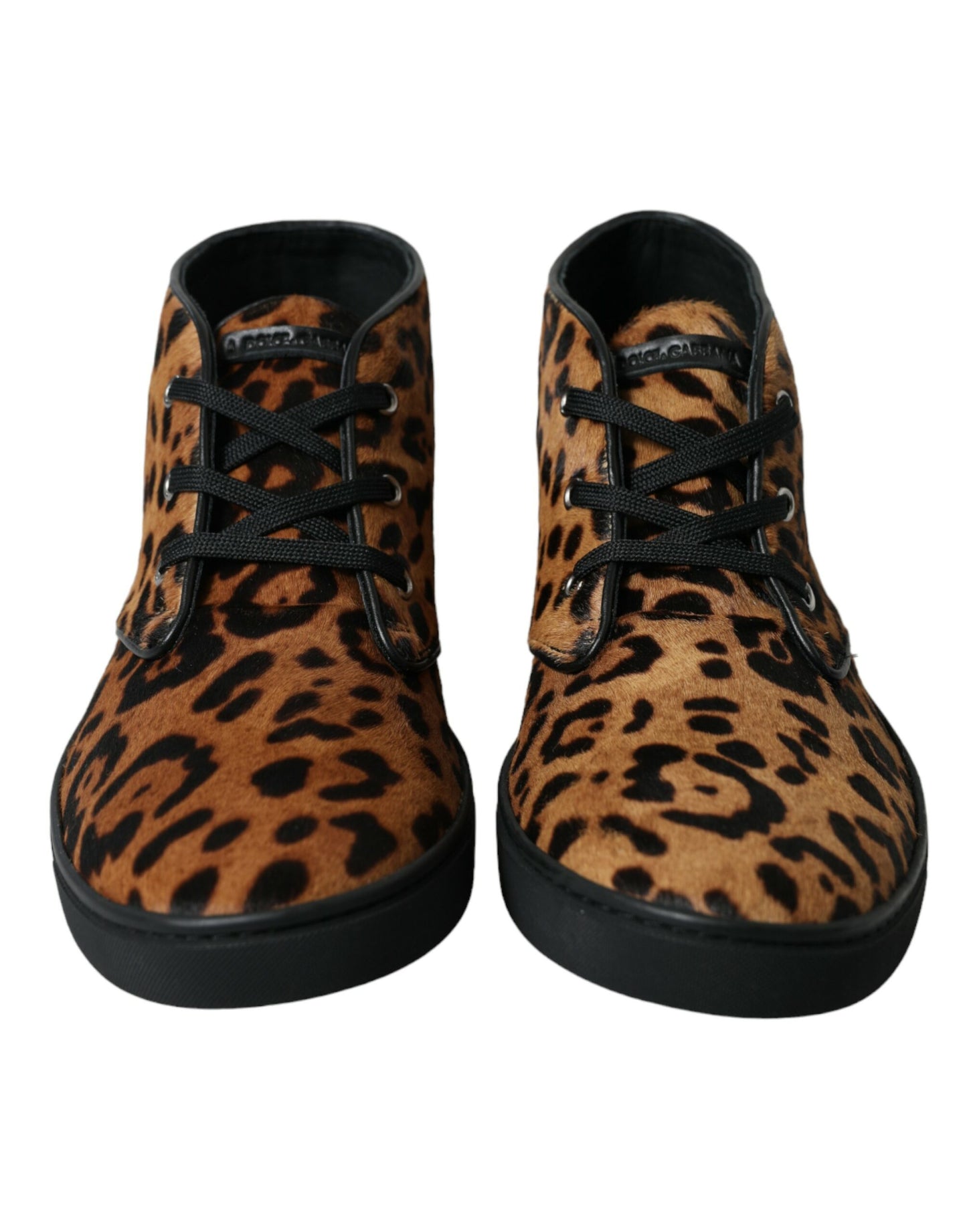 Scarpe da ginnastica in pelle di cavallino leopardo marrone