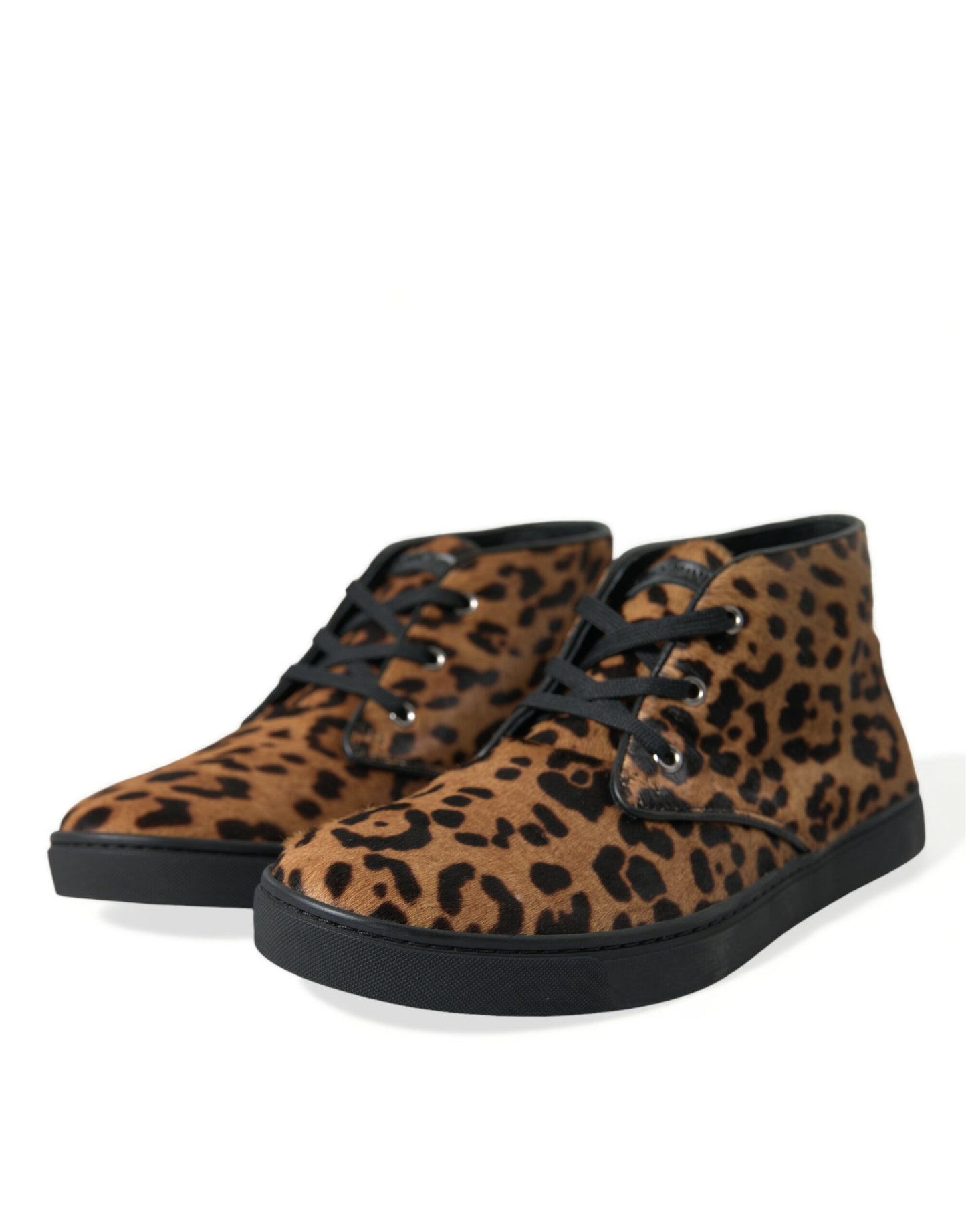 Scarpe da ginnastica in pelle di cavallino leopardo marrone