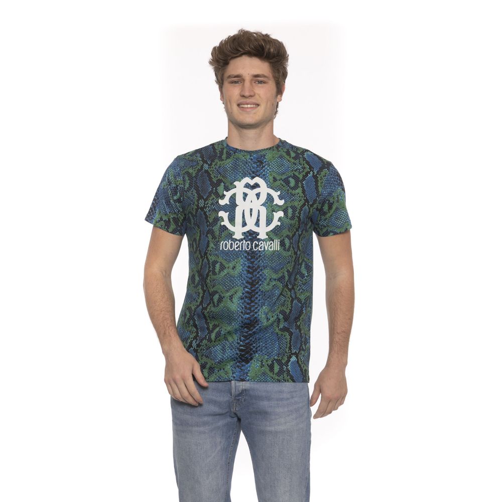 T-shirt con logo fantasia pitone verde acqua