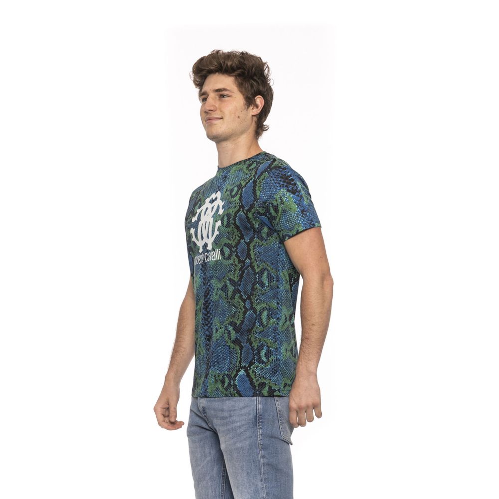 T-shirt con logo fantasia pitone verde acqua