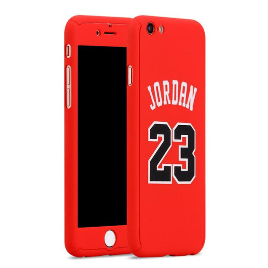 Custodia total protection iPhone 6/6s Plus-Michael Jordan+Pellicola Vetro-Rosso