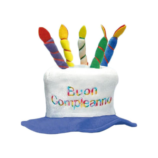 Cappello Buon Compleanno con candele Bianco - Idea regalo scherzo