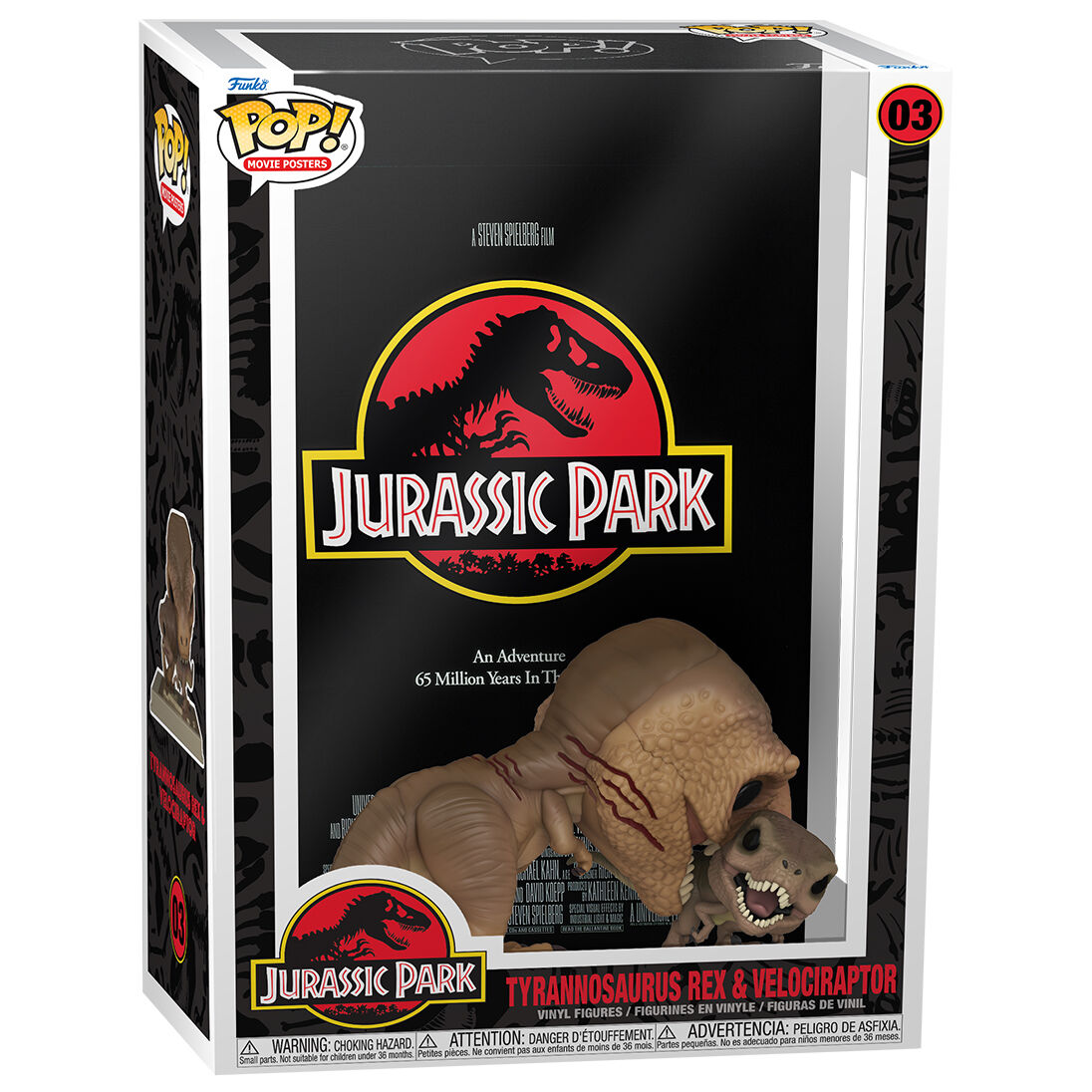 figure POP Poster del film Jurassic Park Tyrannosaurus Rex e Velociraptor